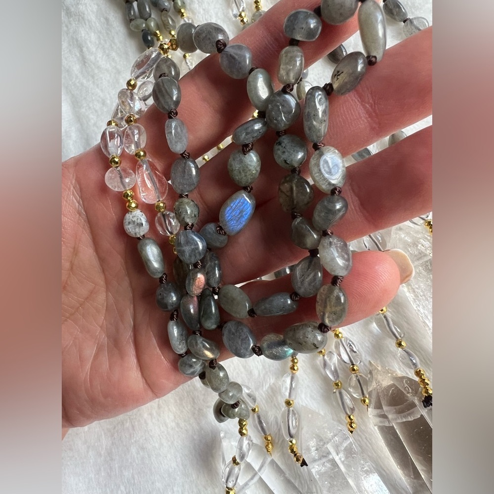 Amazing! DT Power Quartz + Labradorite Mala Necklace - Picture 11 of 12